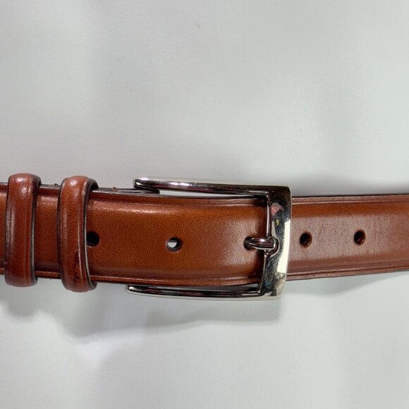 DANIEL CREMIEUX Collection Mens Brown Italian Leather Belt Silver Buckle Size 44 - Picture 16 of 16